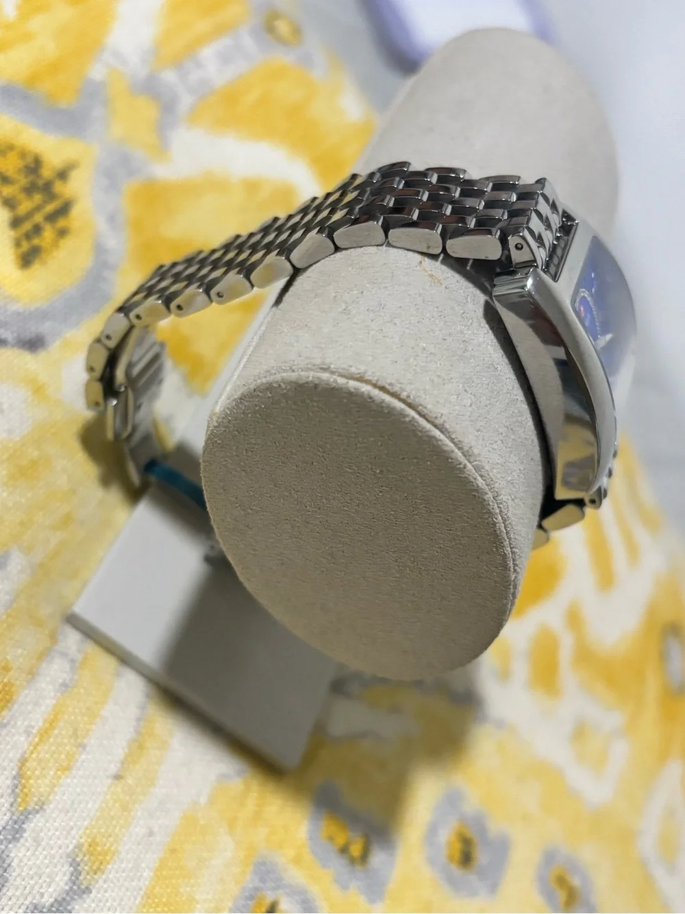 Michele Silver Bracelet Watch with Blue Dial